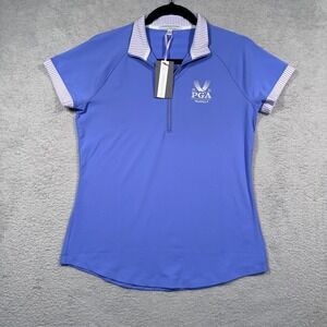 NWT‎ Fairway & Greene Claudia Zip Mock Golf Polo 2024 PGA Valhalla Blue Women S